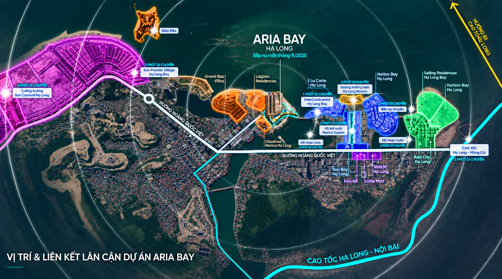 Sơ đồ minh họa vị trí Aria Bay Hạ Long trong khu đô thị Halong Marina (mang tính minh họa, không theo tỷ lệ)