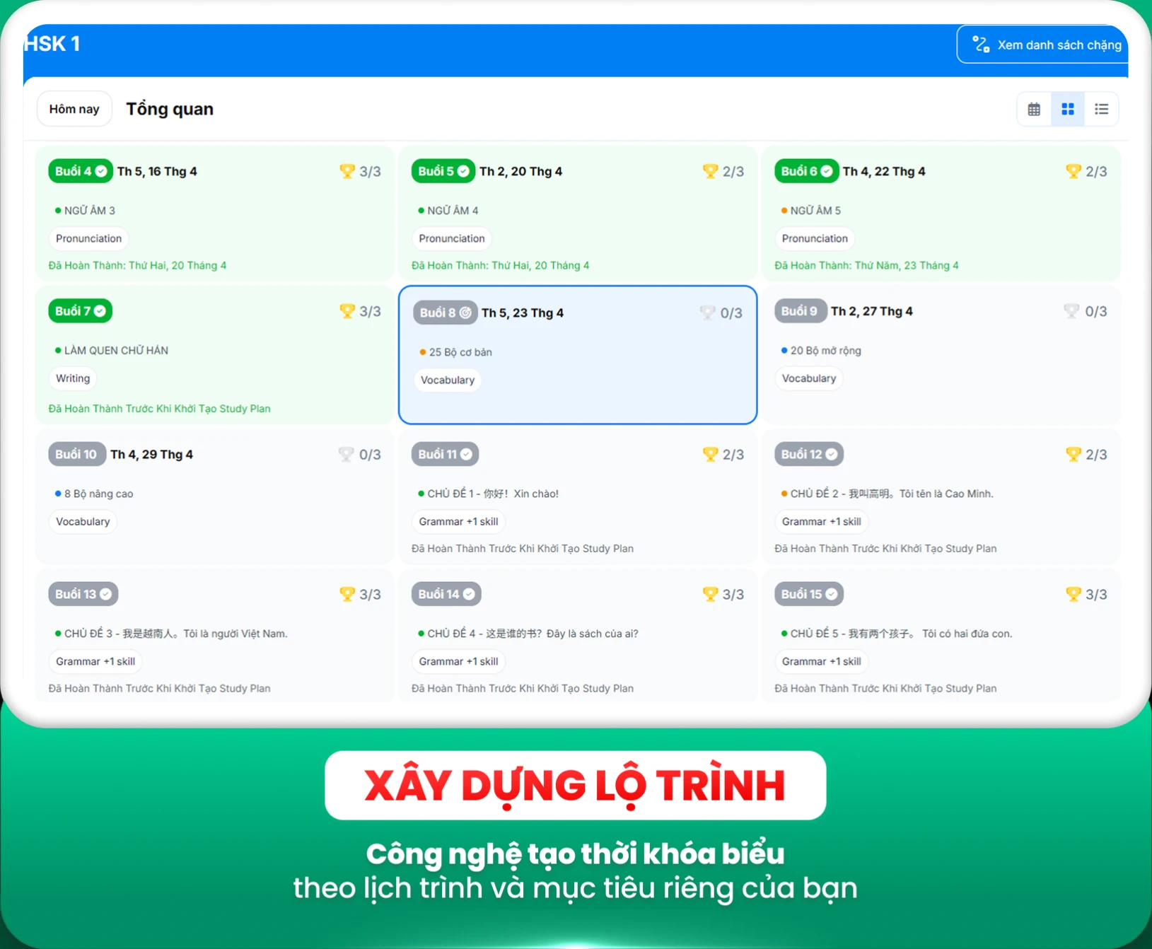 XÂY DỰNG LỘ TRÌNH — Công nghệ tạo thời khóa biểu theo lịch trình và mục tiêu riêng của bạn