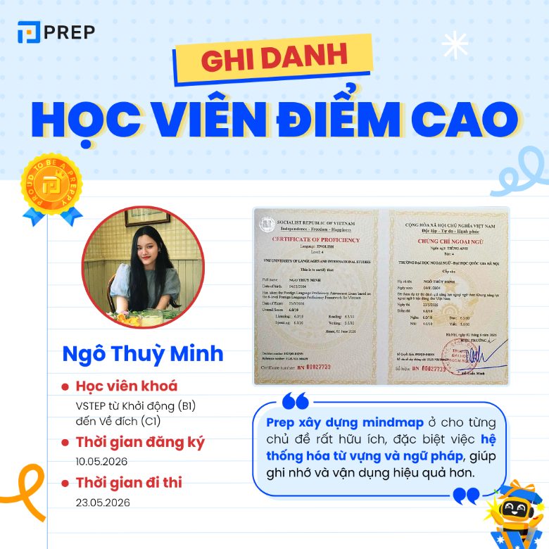 Học viên điểm cao VSTEP