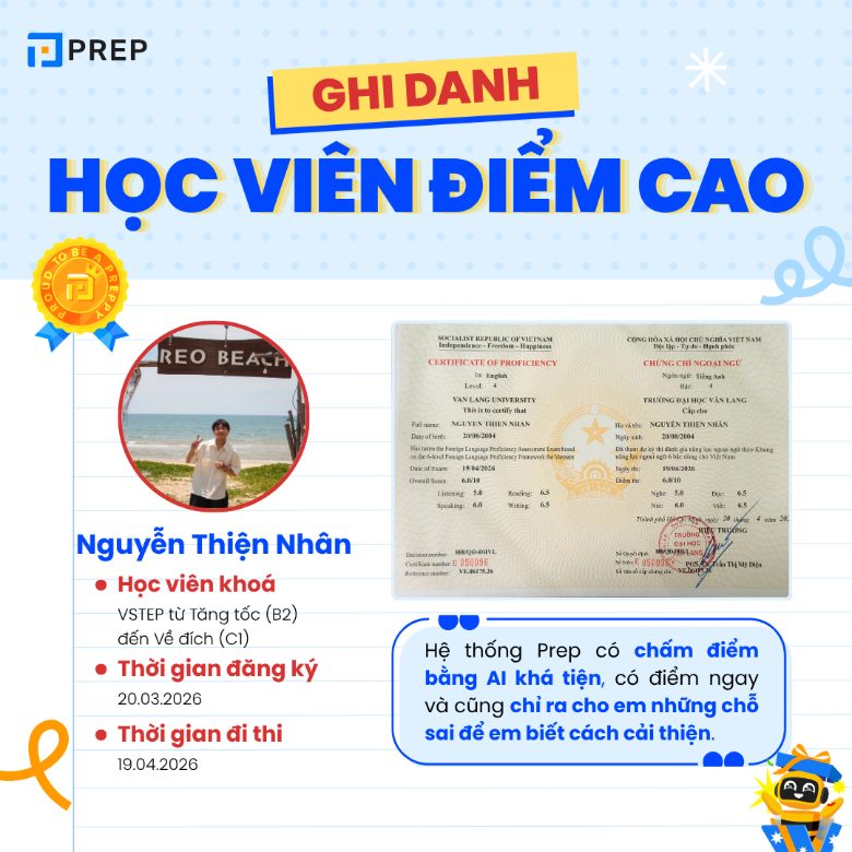 Học viên điểm cao VSTEP