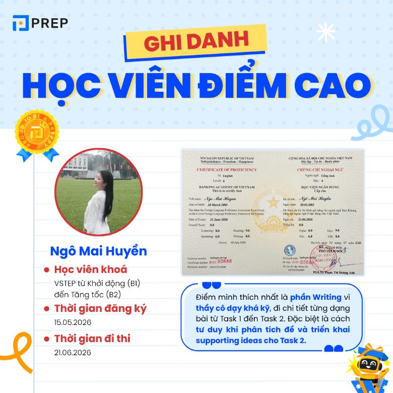 Học viên điểm cao VSTEP