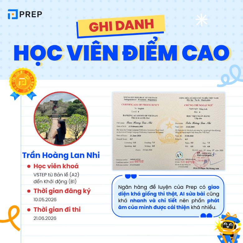 Học viên điểm cao VSTEP