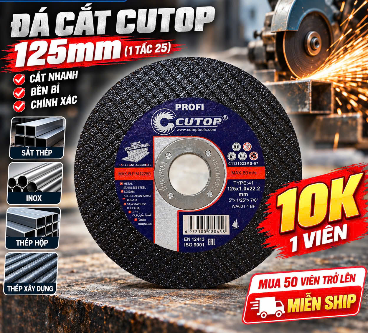 Đá cắt CUTOP 125mm