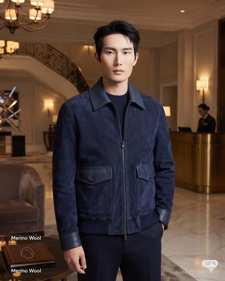 Áo khoác da lộn xanh than, ảnh 1
