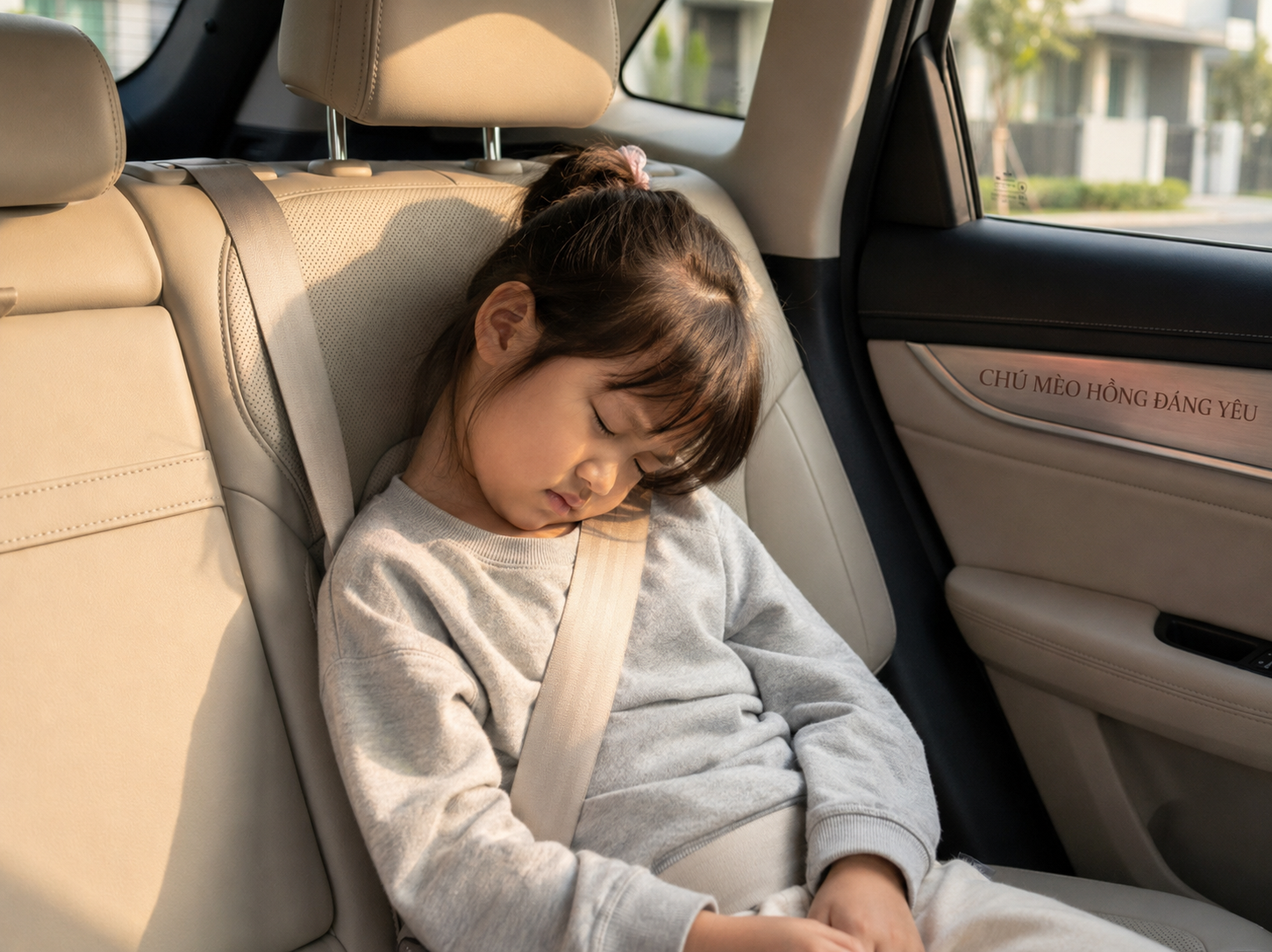 Bé ngủ gập cổ đau mỏi khi không dùng gối ô tô