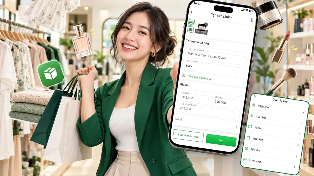 Tạo sản phẩm mỹ phẩm và quản lý kho trên Sổ Bán Hàng