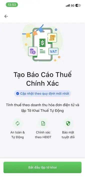Màn hình Tạo báo cáo thuế chính xác trên Sổ Bán Hàng