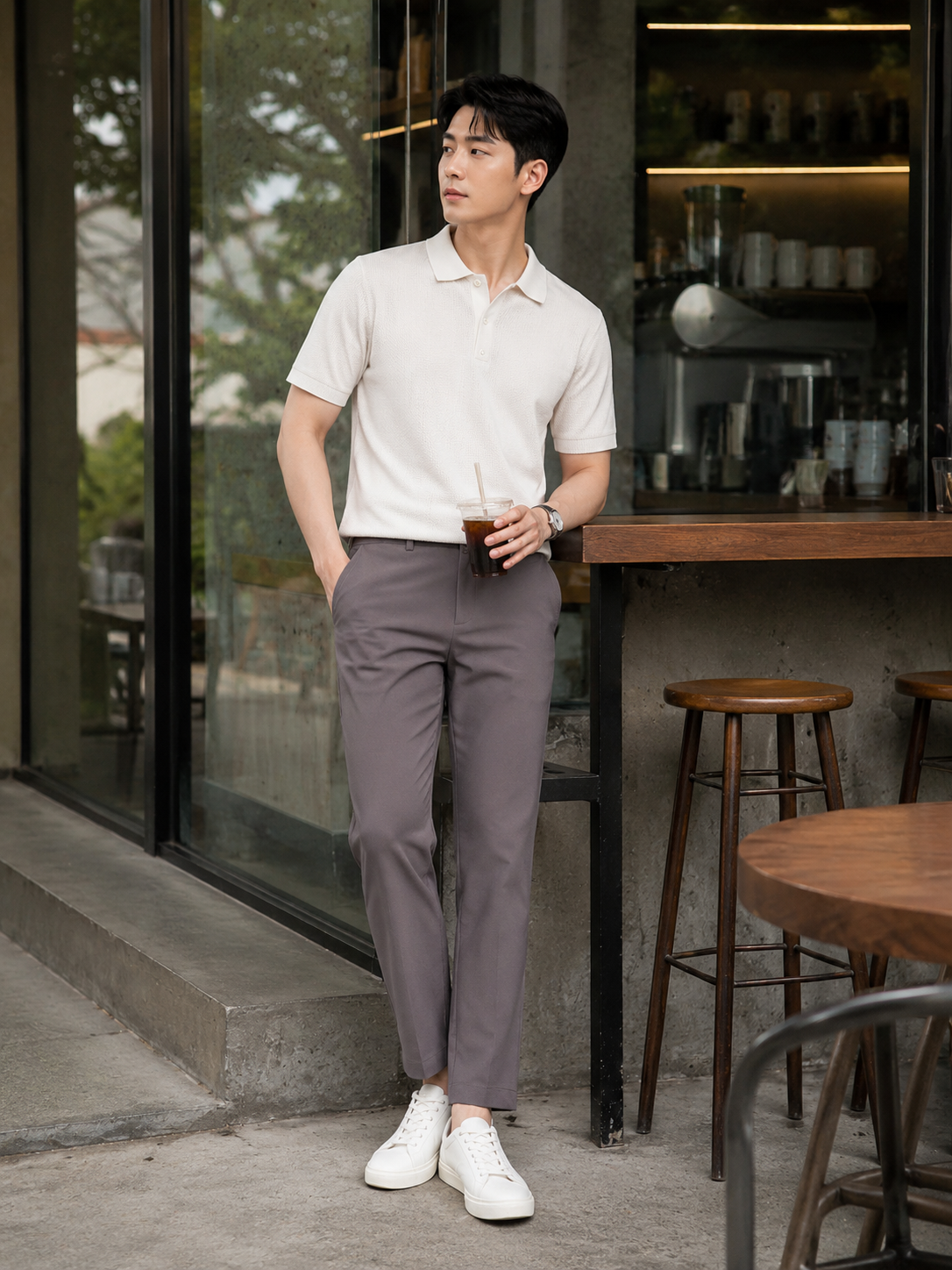 Quần Khaki Nam phối đồ đi cafe