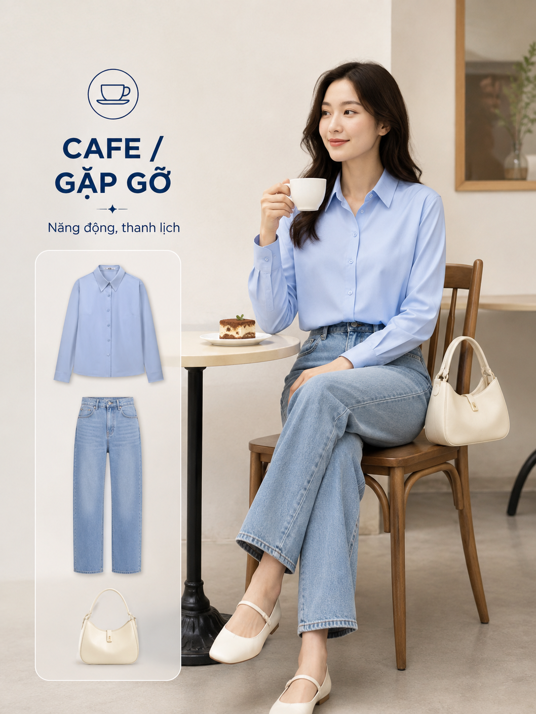 Áo sơ mi nữ Lụa Nén mặc đi cafe