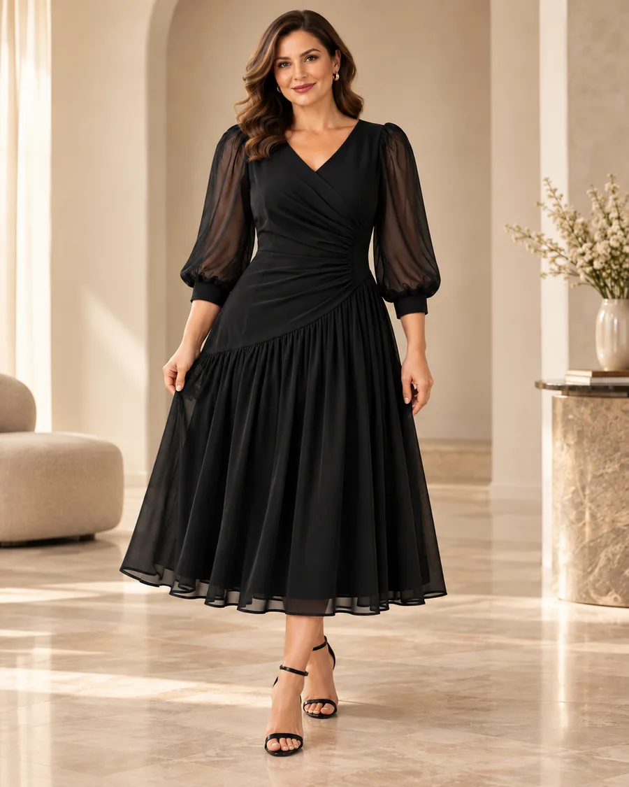 Rochie Negru purtată de model