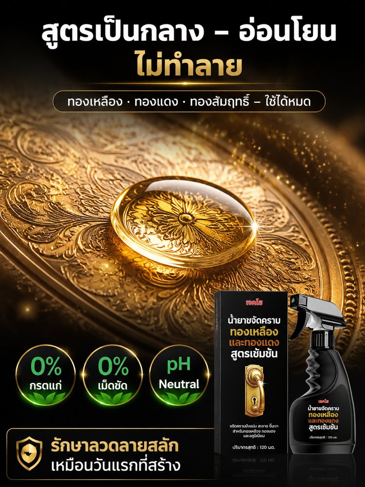 【ชุบชีวิตเฟอร์นิเจอร์เก่าให้ใหม่เอี่ยมแบบไม่เปลืองแรง】น้ำยาทำความสะอาดอะไหล่ทองเหลือง