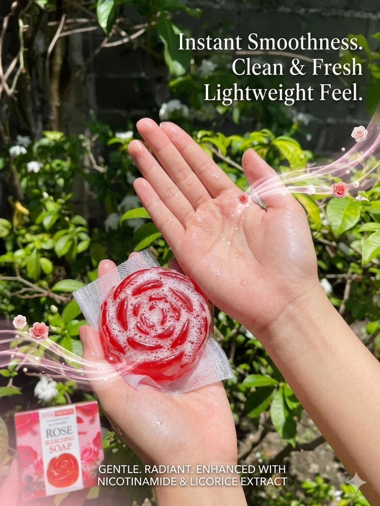 Rose soap with a clean and fresh lightweight feel