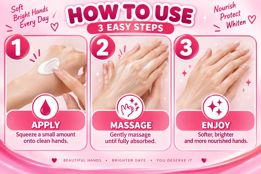 How to use Arbutin White Hand Cream in 3 easy steps