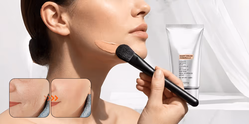 Applying Instant Firming Face Cream with a brush