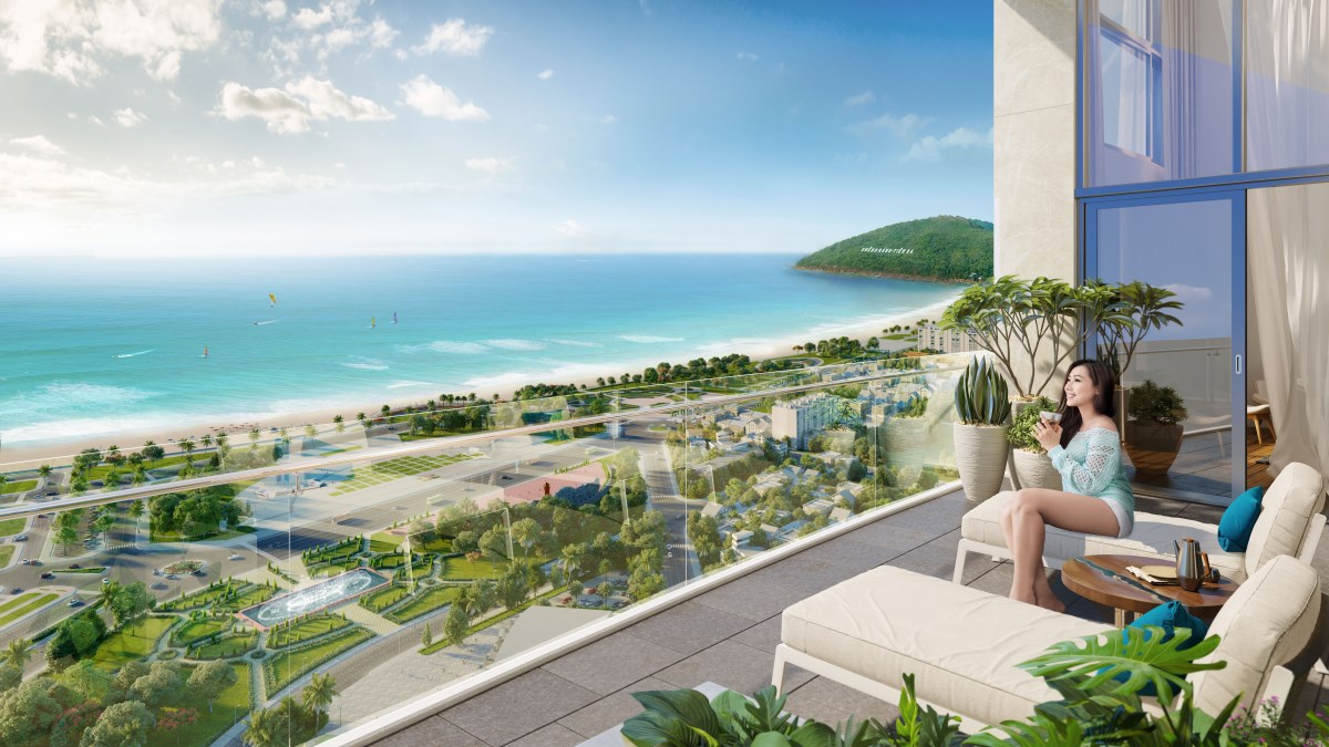 View từ ban công căn hộ tầng cao Quy Nhơn