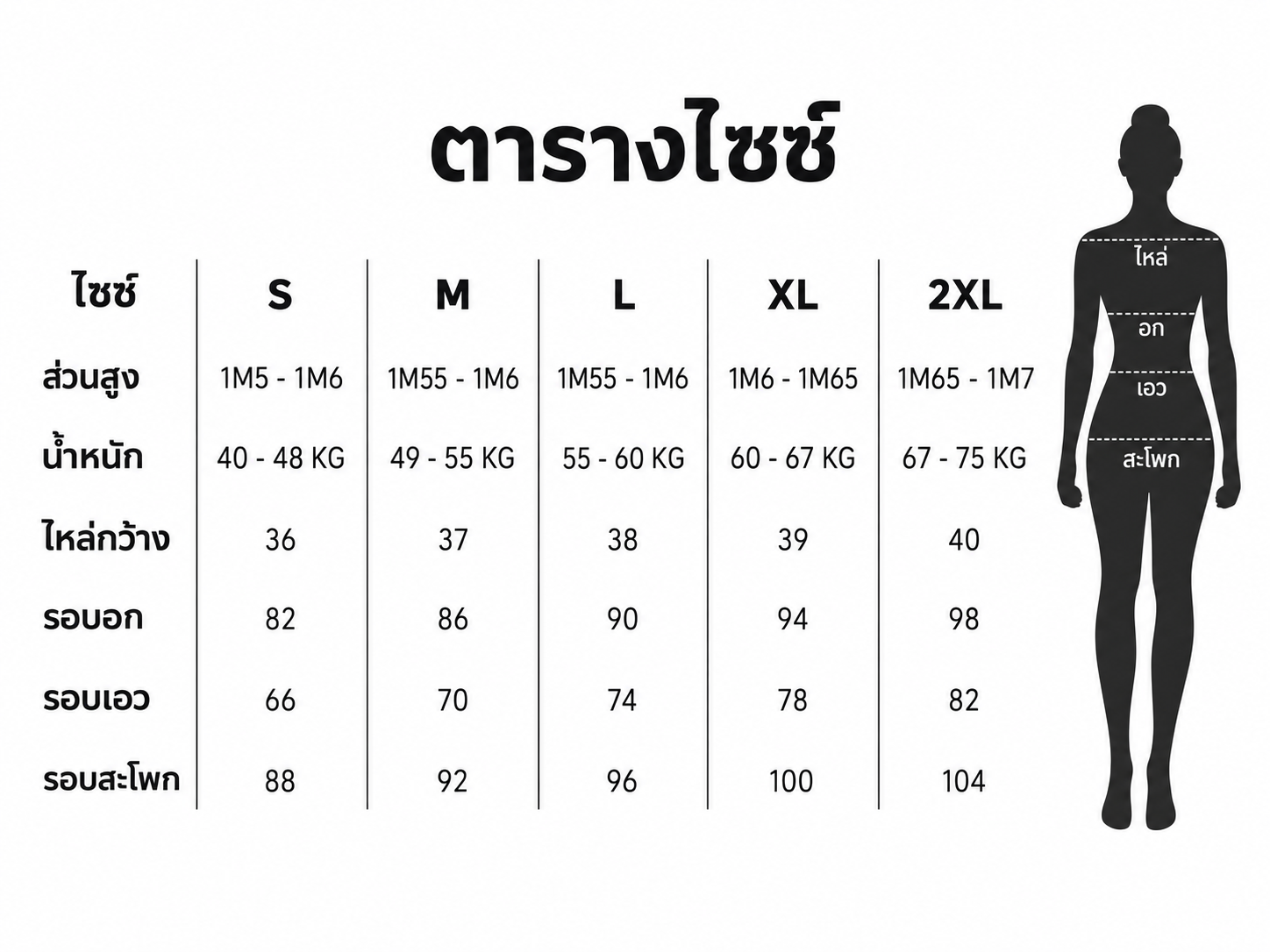 ตารางไซซ์ภาษาไทย N063