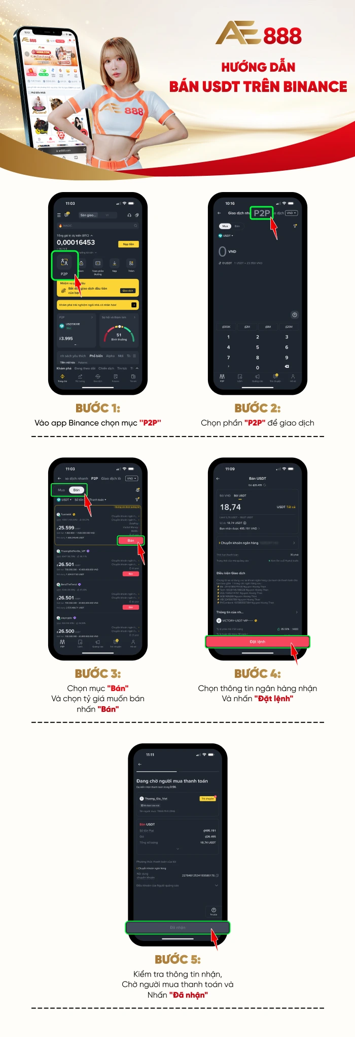 Bán USDT trên Binance PC