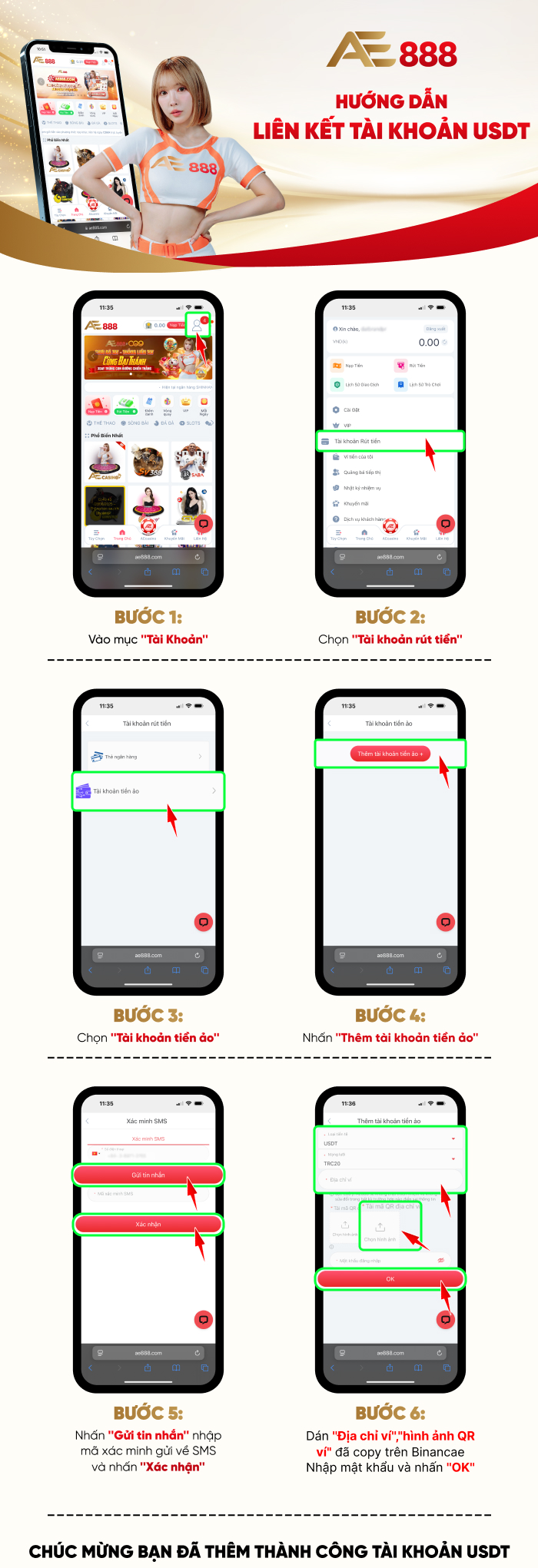 Liên kết ví với AE888 PC