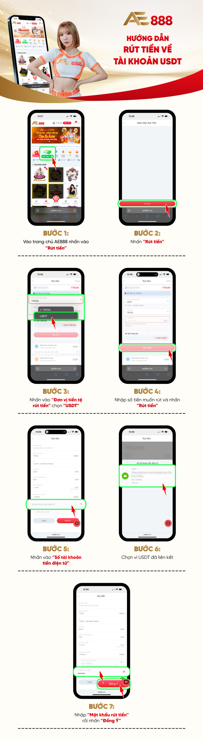 Rút USDT từ AE888 PC