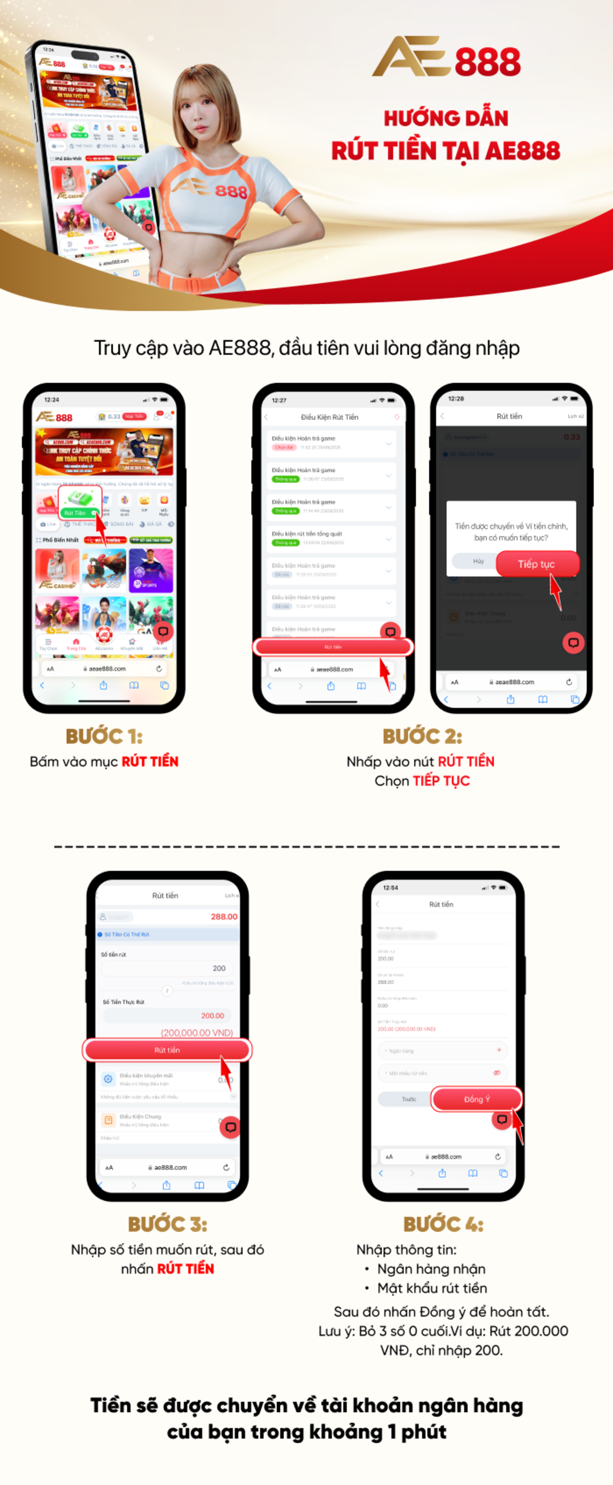 Hướng dẫn rút tiền Mobile