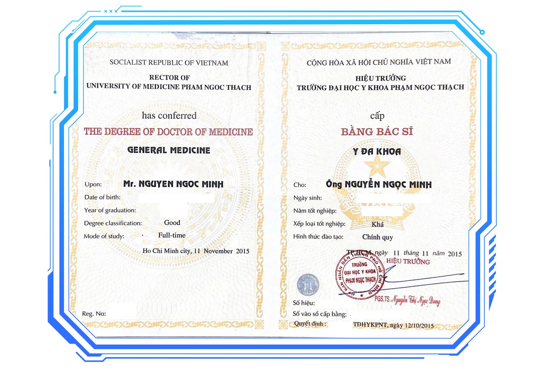 Bằng bác sĩ Y đa khoa – Đại học Y khoa Phạm Ngọc Thạch – Nguyễn Ngọc Minh