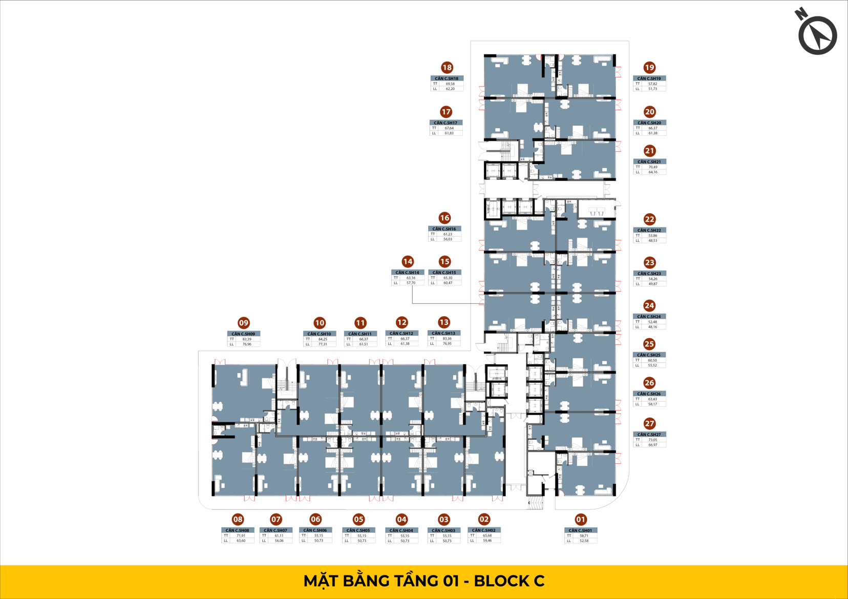 Mặt bằng tầng 1 Block C