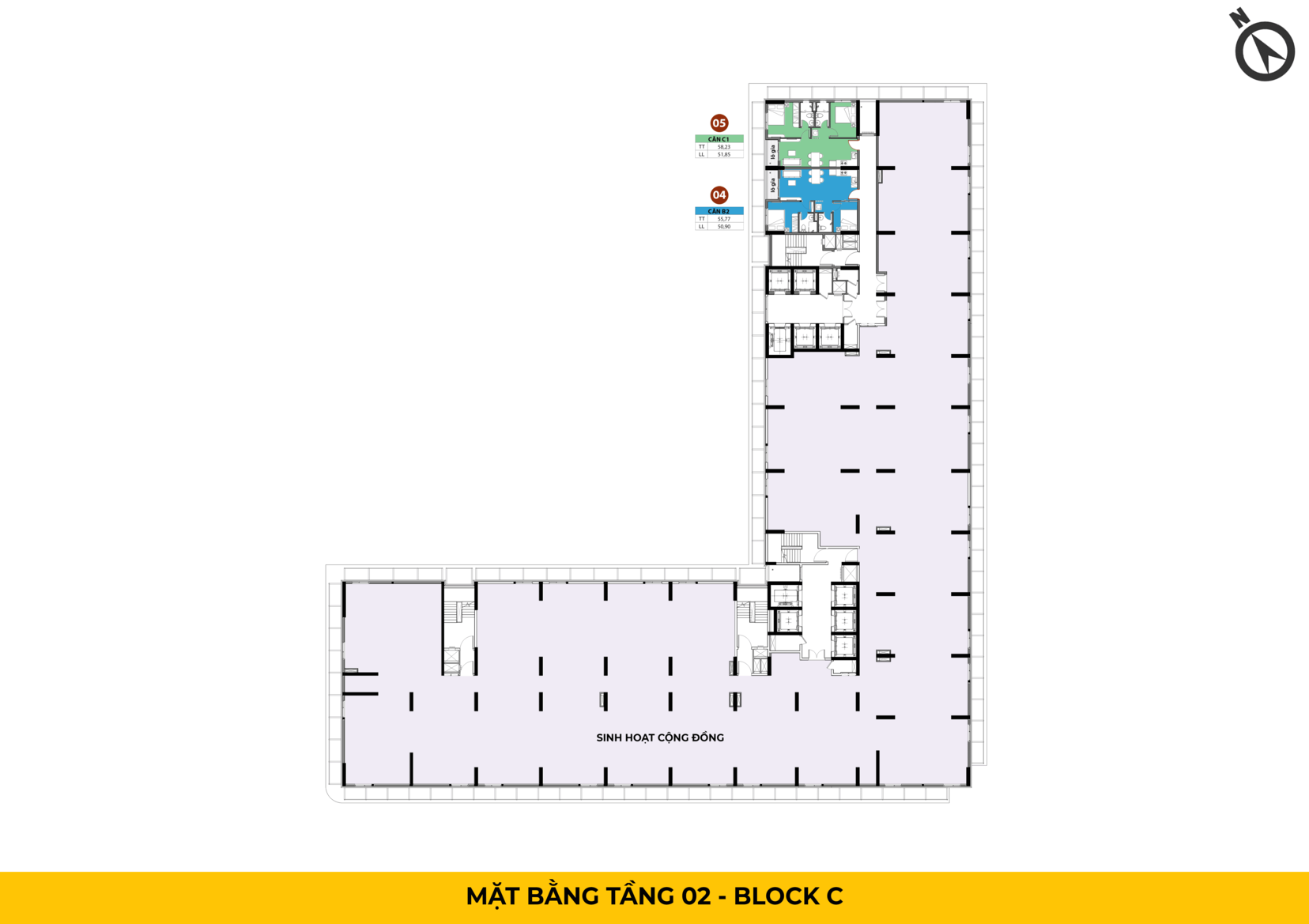 Mặt bằng tầng 2 Block C