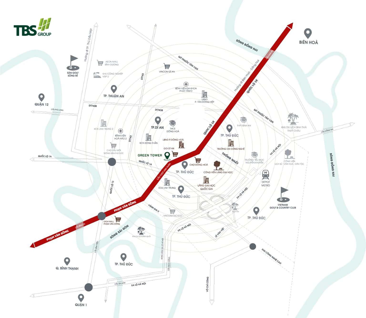 Bản đồ vị trí dự án Green Tower