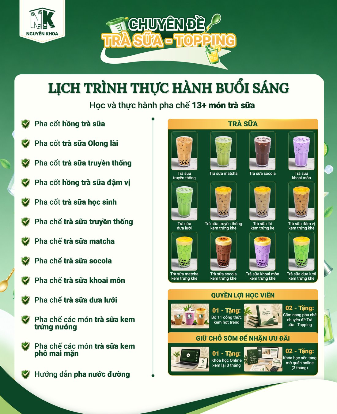 Lich trinh thuc hanh buoi sang - Chuyen de Tra Sua Topping