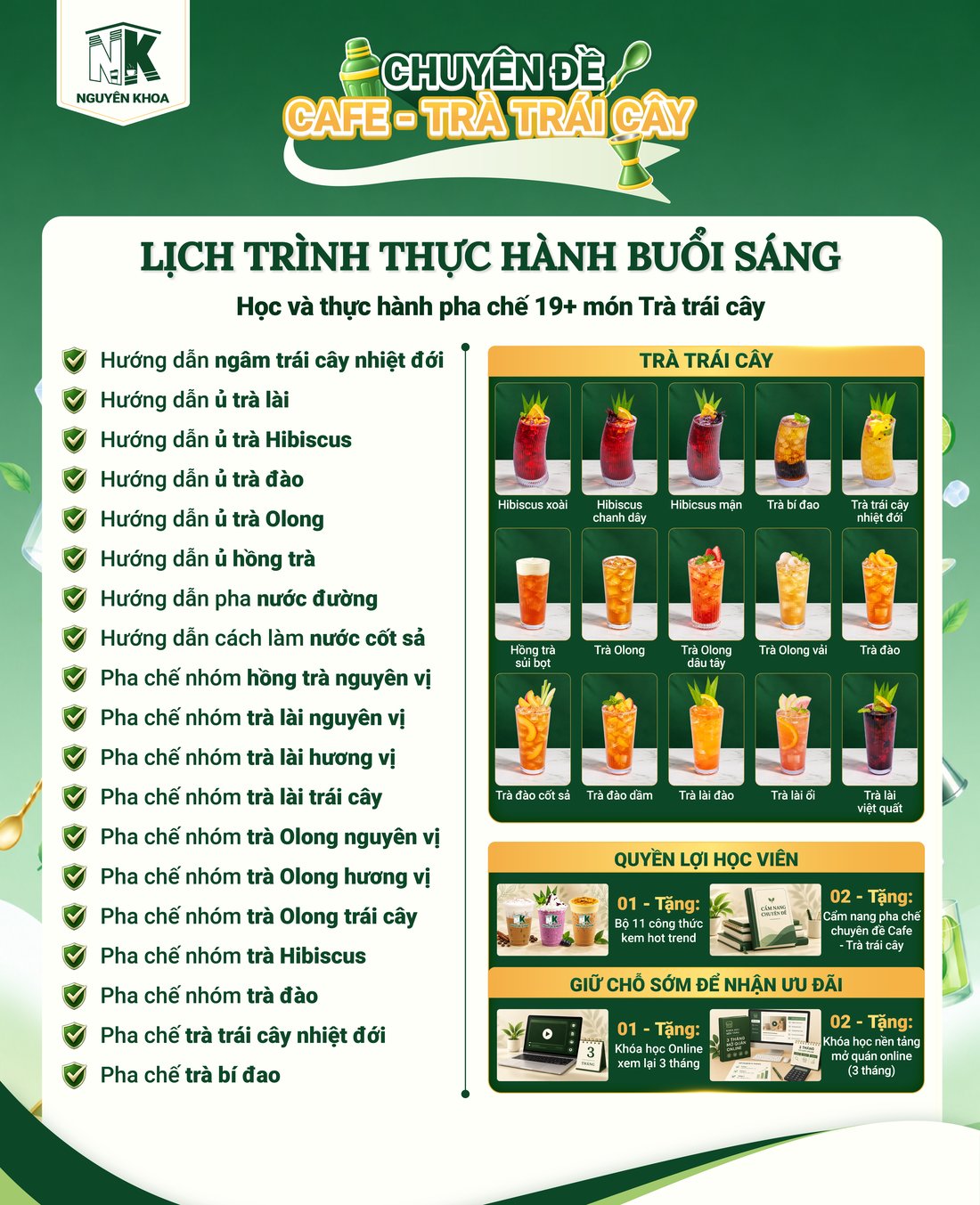 Lich trinh thuc hanh buoi sang - Chuyen de Cafe Tra Trai Cay