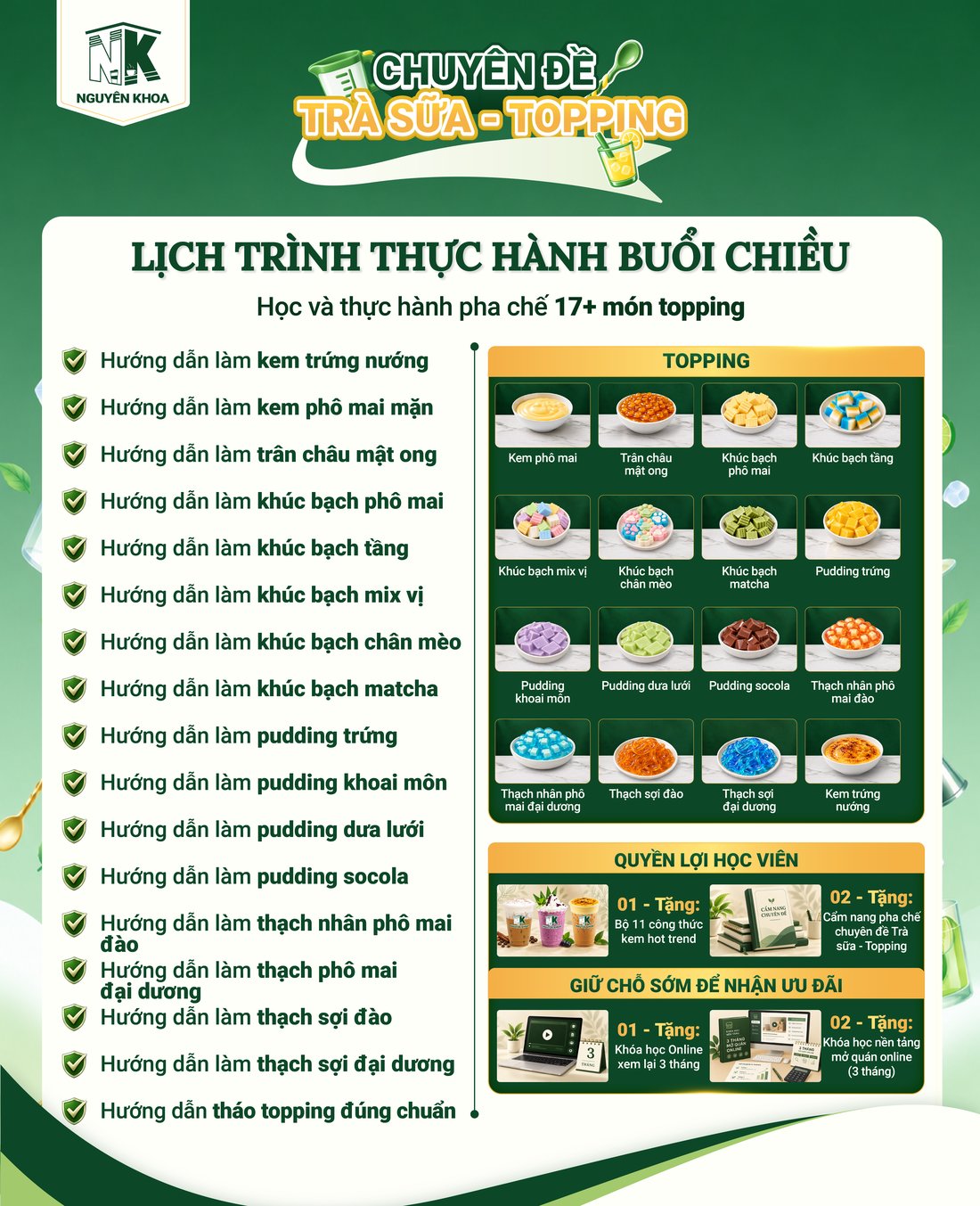 Lich trinh thuc hanh buoi chieu - Chuyen de Tra Sua Topping