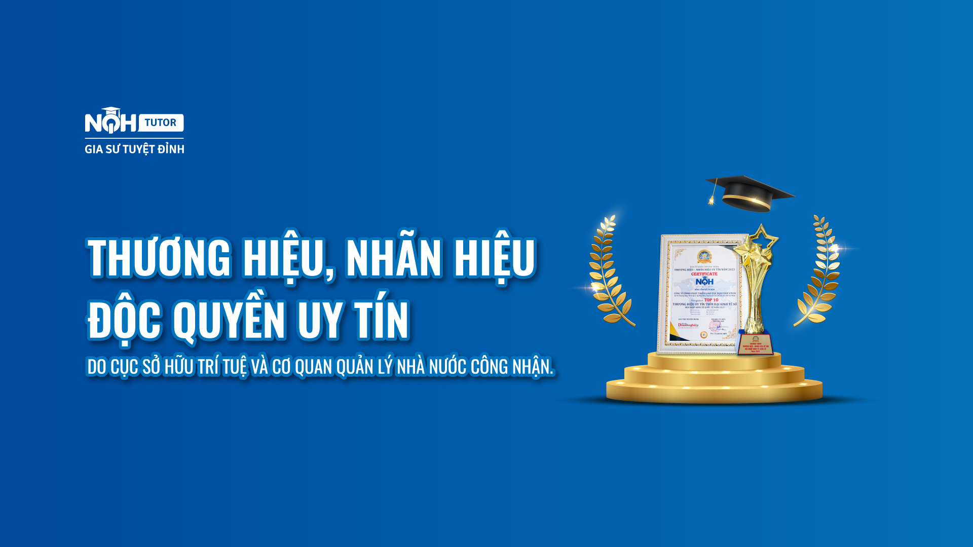 Chứng nhận cúp vàng thương hiệu giáo dục NQH