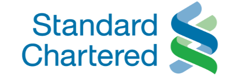 Standard Chartered logo with teal and blue icon and text