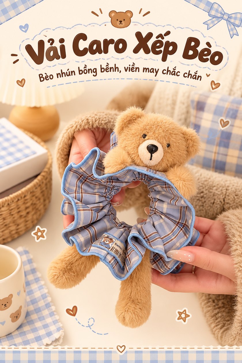 Vải caro xếp bèo