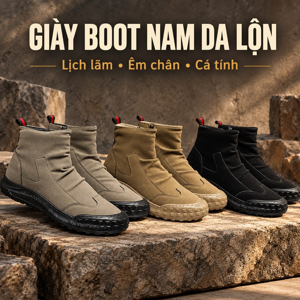 Giày boot nam da lộn 3 màu