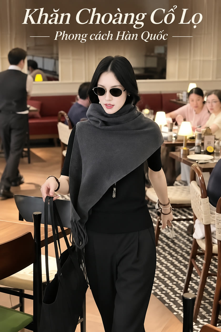 Khăn Choàng Cổ Lọ Tua Rua Hàn Quốc