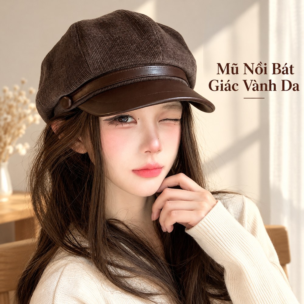 Mũ Nồi Bát Giác Vành Da