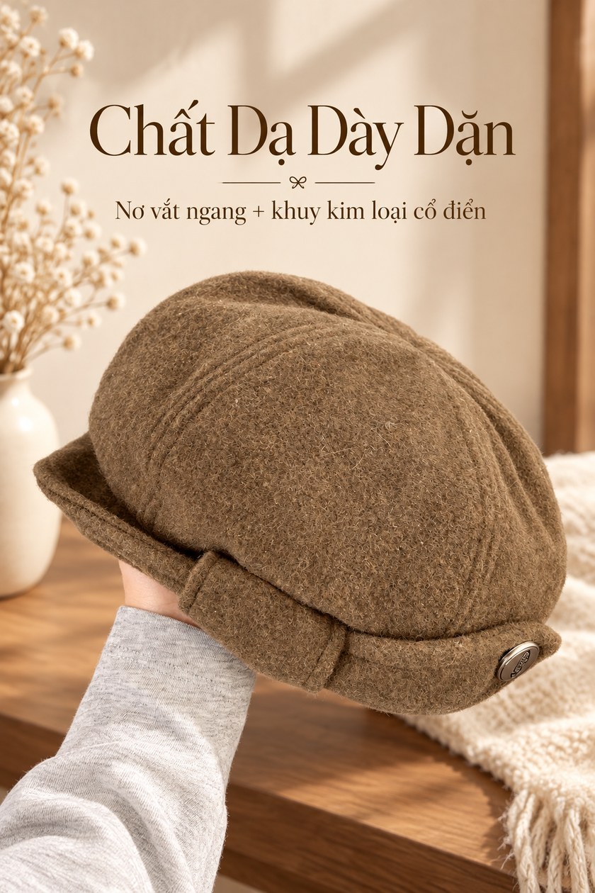 Mũ Nồi Dạ Đính Nơ