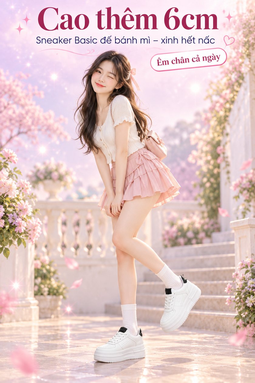 Giày Sneaker Basic Đế Cao 6cm
