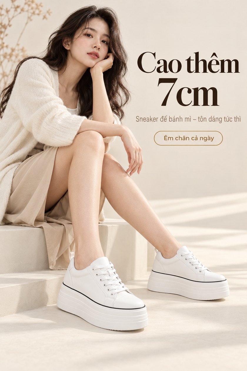 Giày Sneaker Nữ Đế Cao 7cm Tôn Dáng