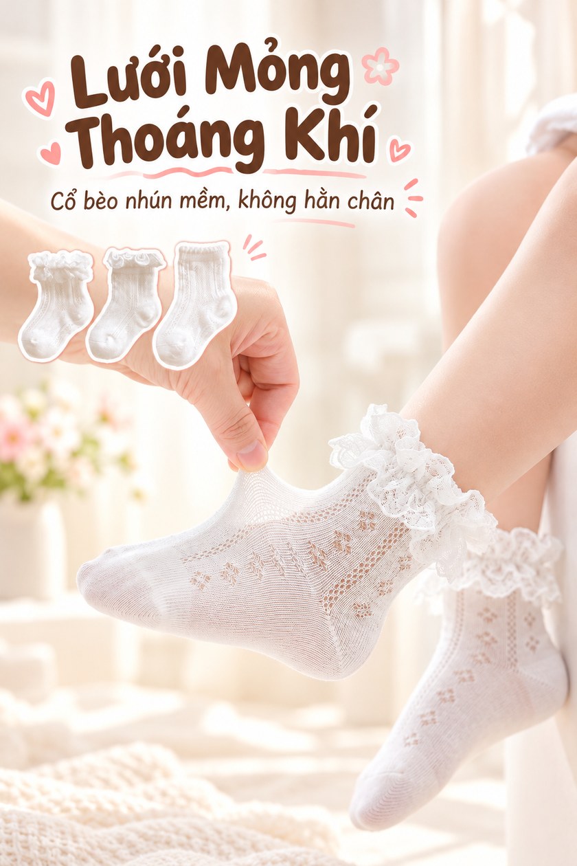 Tất Bèo Lưới Công Chúa Cho Bé