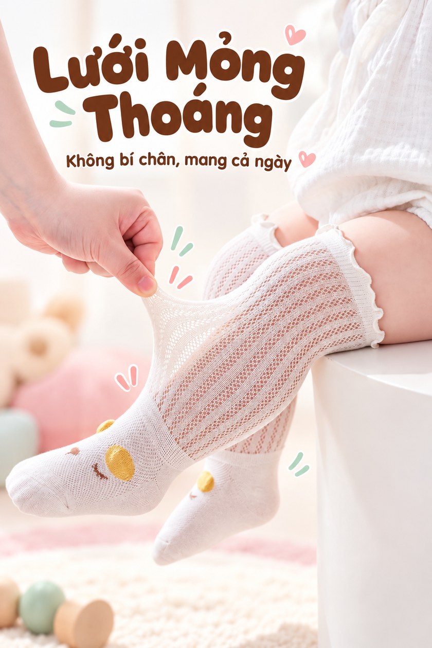 Tất Dài Chống Muỗi Mặt Mèo Cho Bé