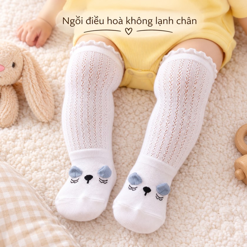 Tất Dài Chống Muỗi Mặt Mèo Cho Bé