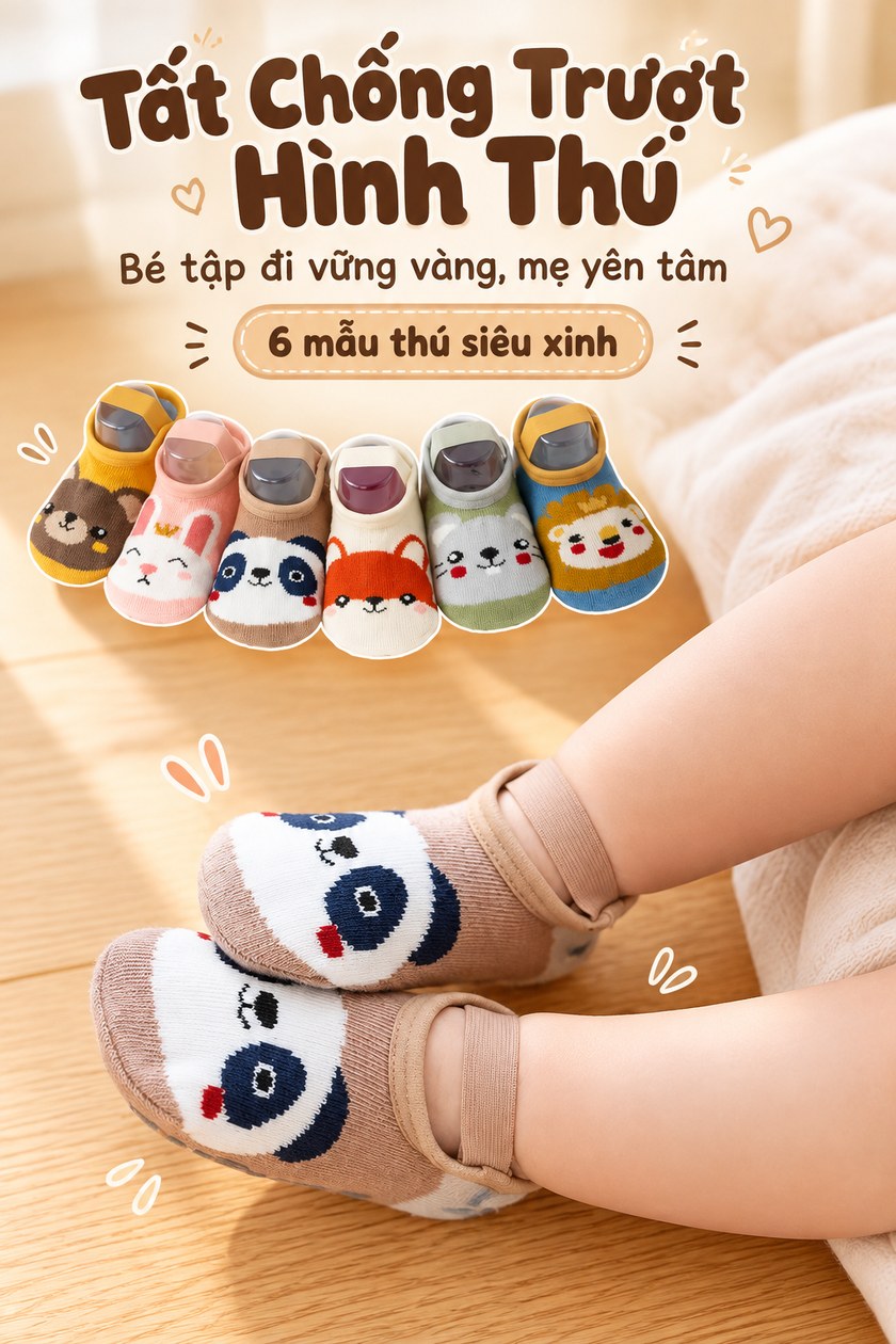 Tất Chống Trượt Hình Thú Cho Bé