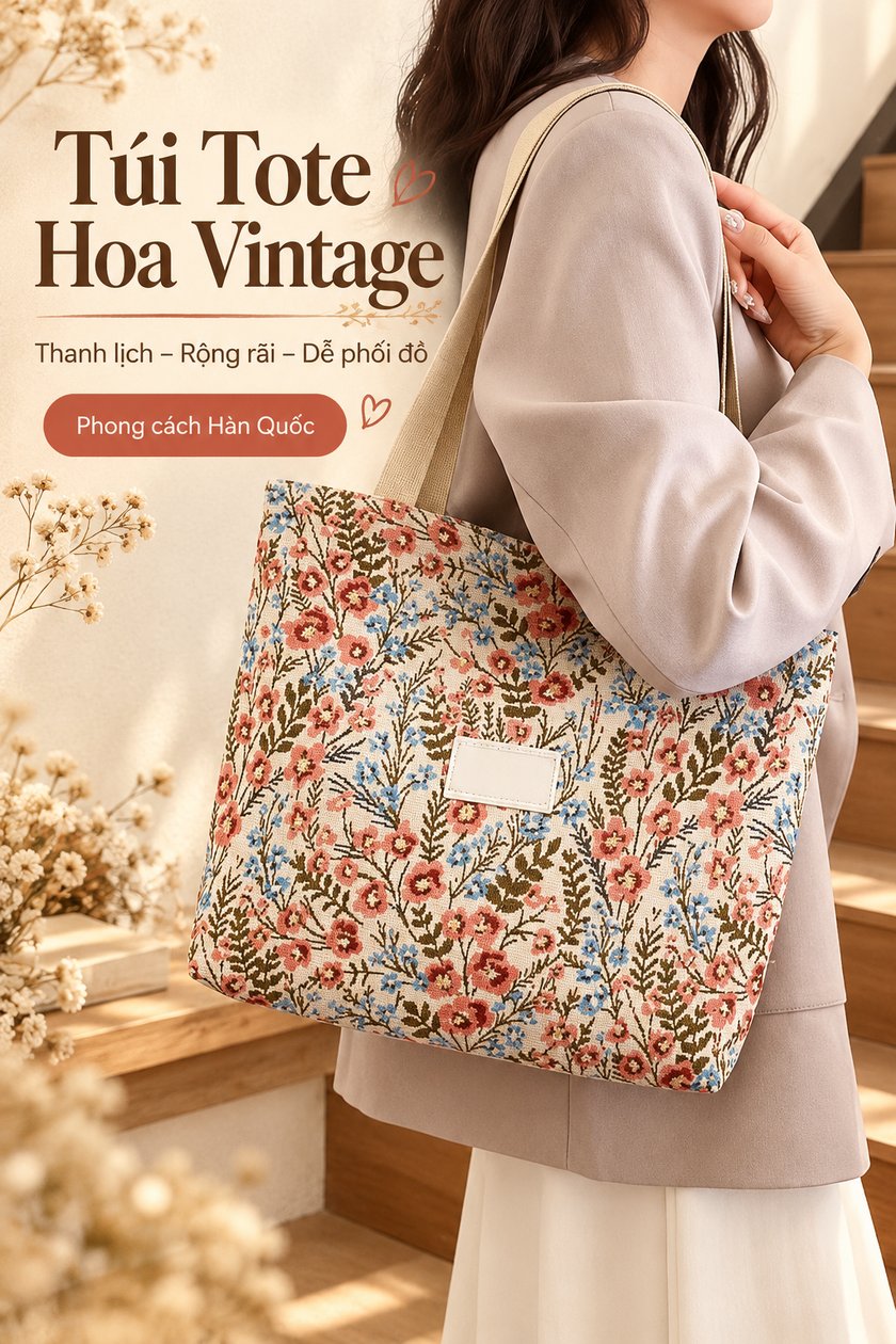 Túi Tote Hoa Vintage