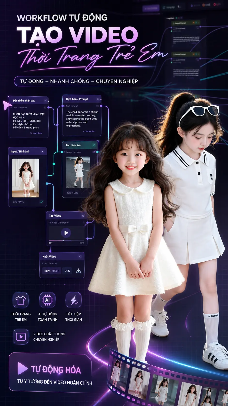 Workflow Tự Động Tạo Video Thời Trang Trẻ Em