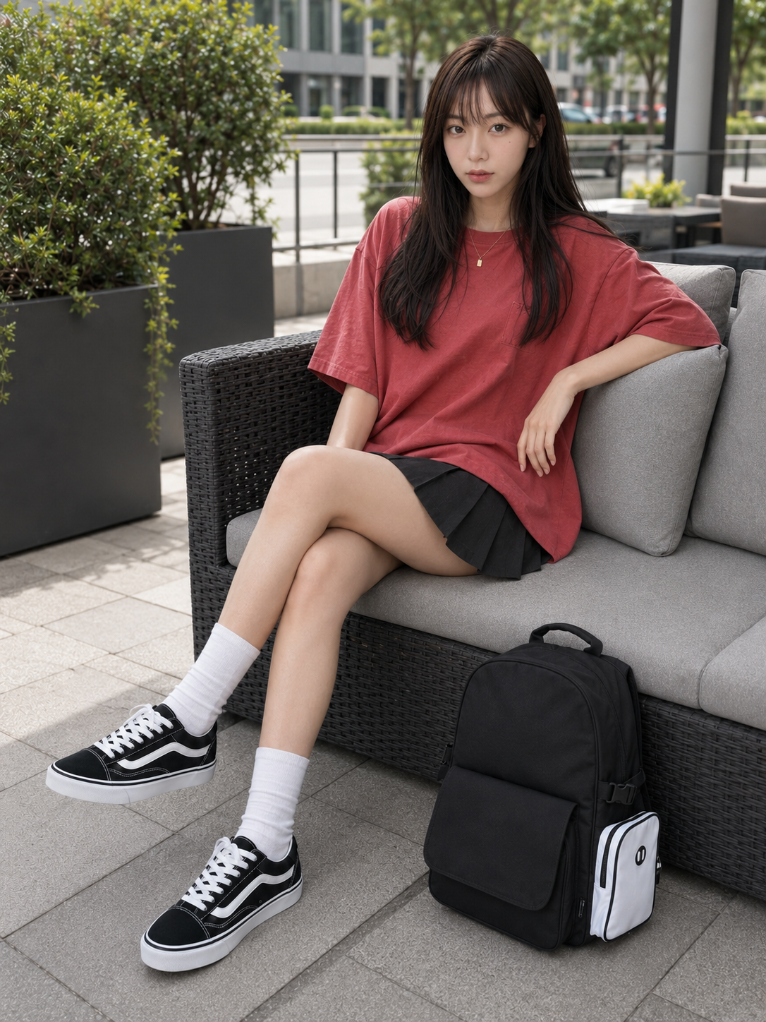 Tạo ảnh thời trang streetwear nữ sinh dạo phố