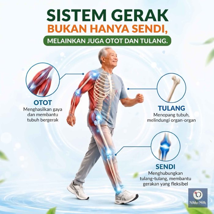 Sistem gerak bukan hanya sendi, melainkan juga otot dan tulang