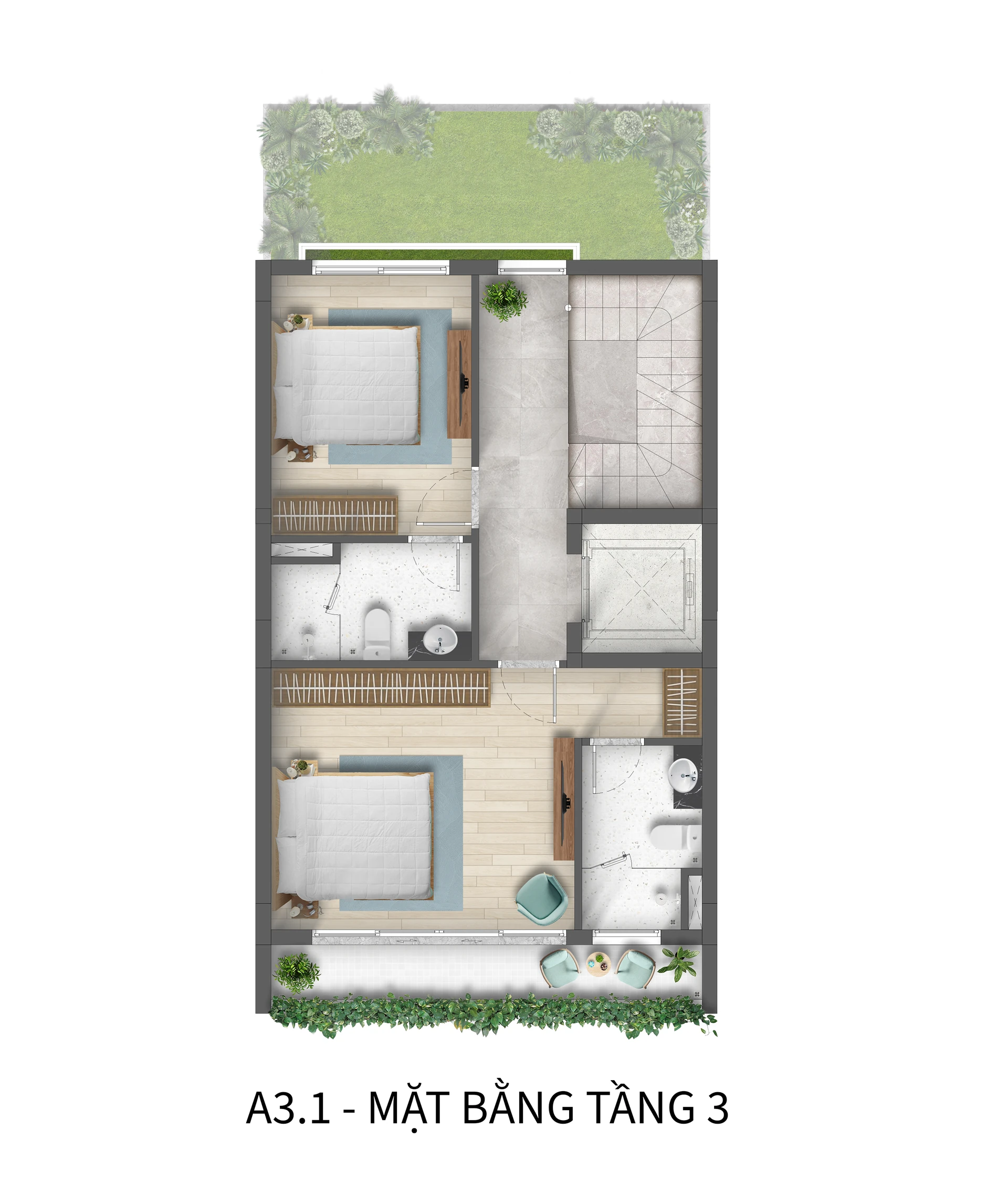 Mặt bằng thiết kế Tầng 3 Liền kề Sát Vịnh Horizon Bay Halong Marina