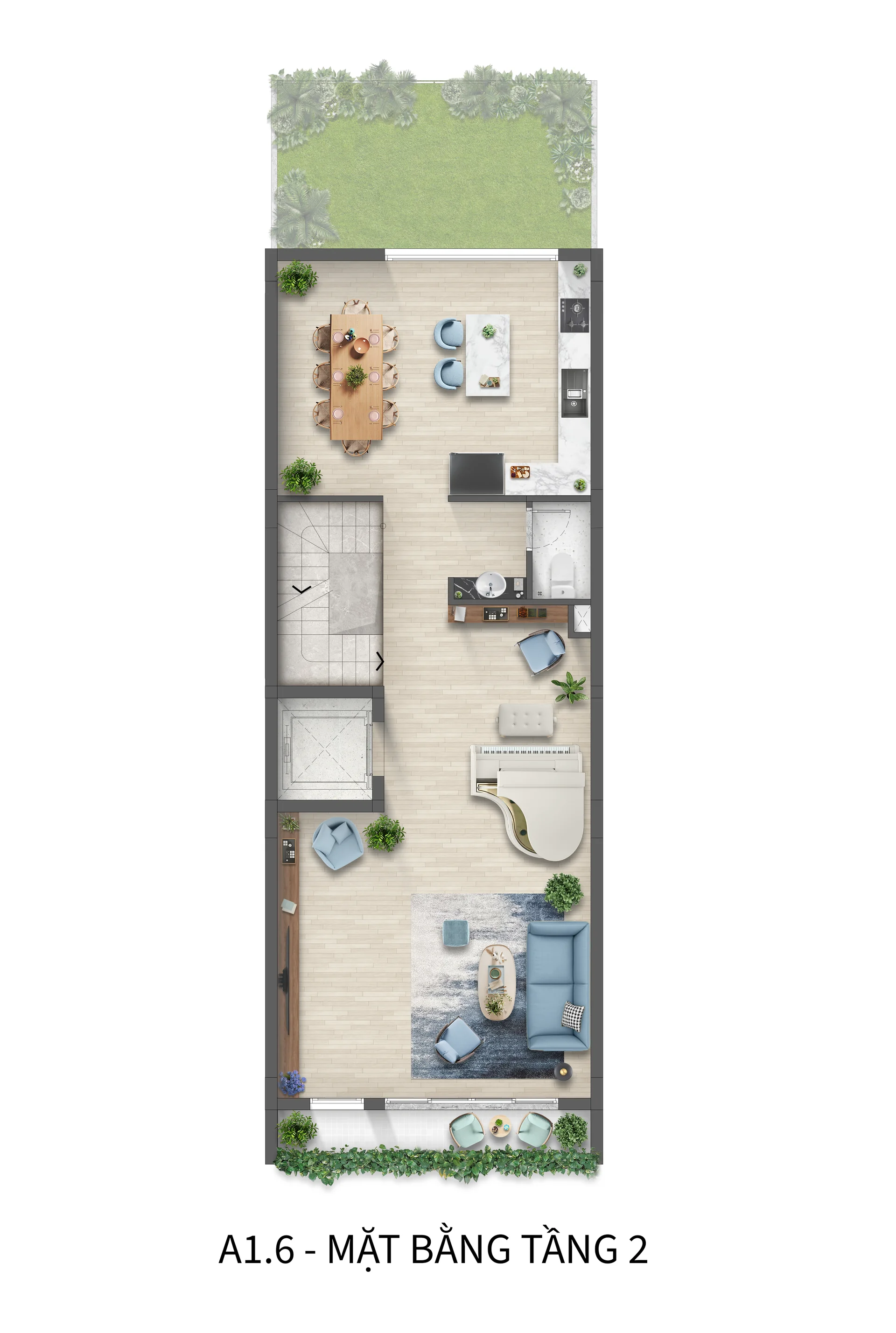Mặt bằng thiết kế Tầng 2 Liền kề Trung tâm Horizon Bay Hạ Long